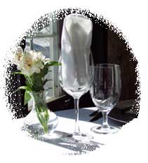 napkins and wine glasses at the Weathersfield inn