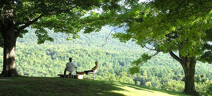 The Wilburton Inn offers stunning views and s peaceful setting. This spot overlooks the Battenkill Valley outside Manchester, Vermont